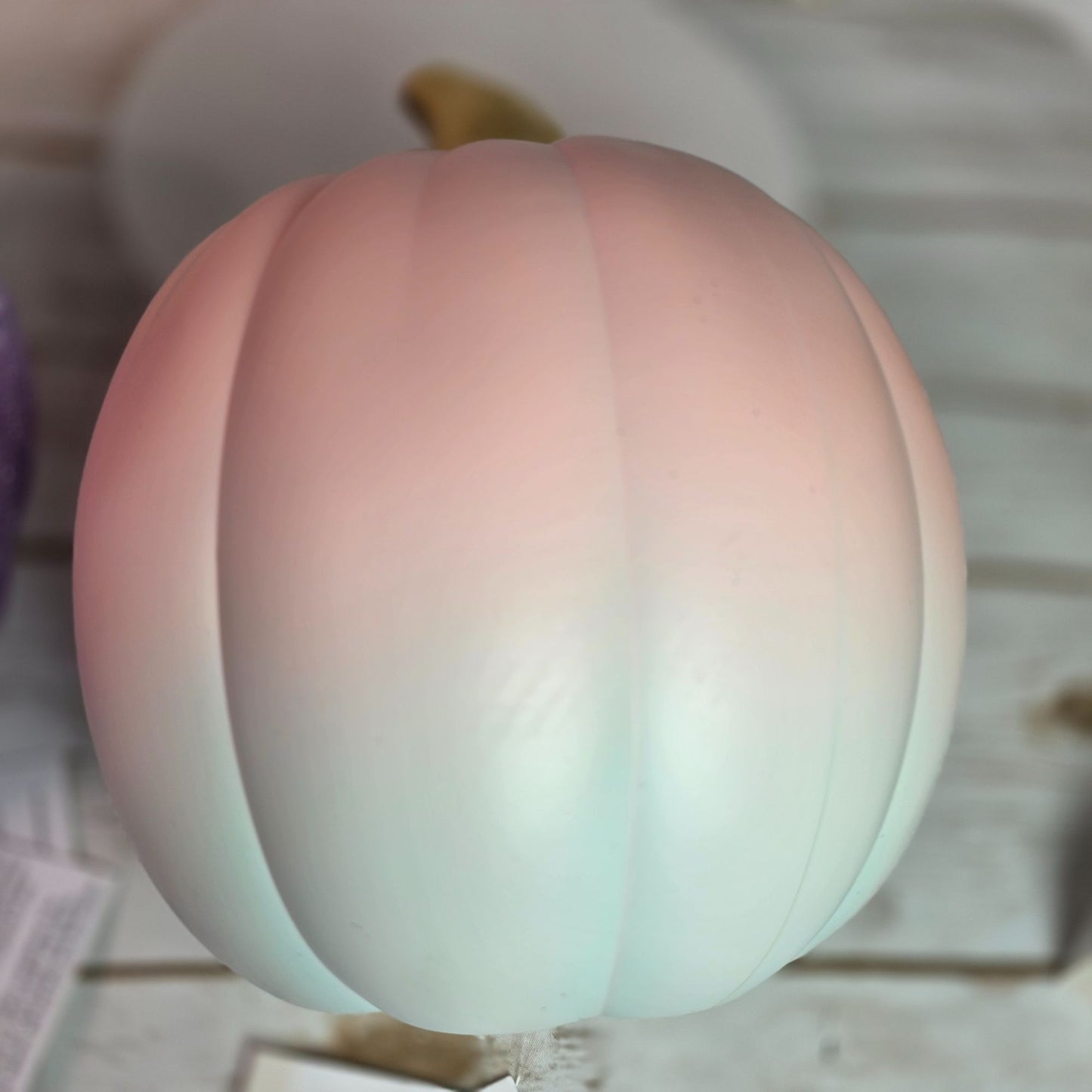 Light-Up Halloween Pumpkin Trio With Glitter & Ombre Design  Purple Orange & White  Indoor Decoration