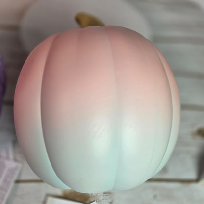 Light-Up Halloween Pumpkin Trio With Glitter & Ombre Design  Purple Orange & White  Indoor Decoration