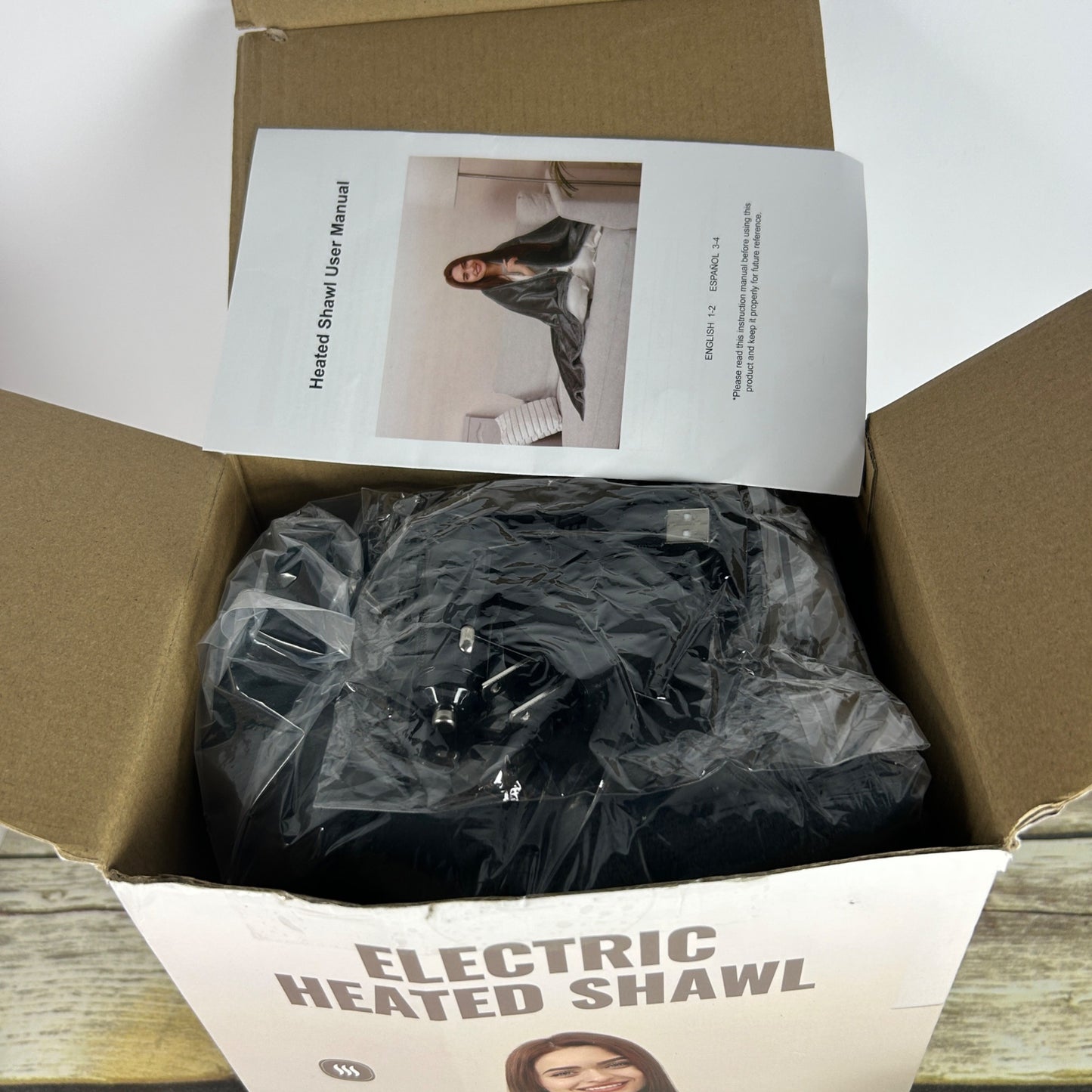 USB Heated Blanket With Charger & Manual Electric Heating Lap Blanket Wearable Heated Shawl Wraps Portable For Office Or Home Use