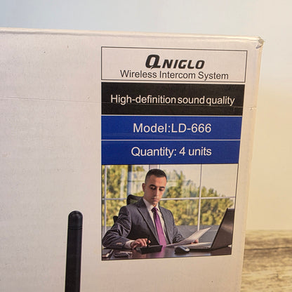 NIB New QNIGLO 
Multi-Channel Long-Range FM Wireless Intercom System LD-666 4 Units