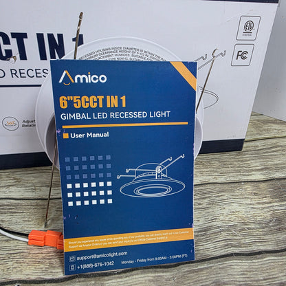 New Amico 6"5CCT IN 1  Gimbal LED Recessed Lights 4 Pack