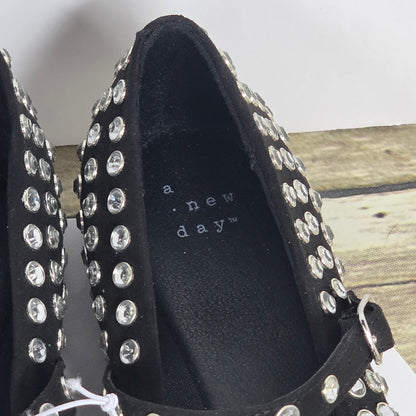 New Women's A New Day Issa Rhinestone Flats Black Size 8.5