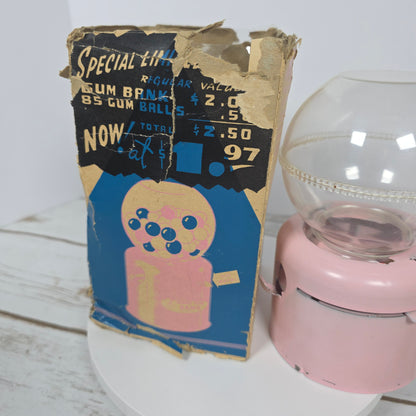 Vintage Junior Venda-Bank Penny 1c Gumball Machine United Metal Products Boston- Pink
