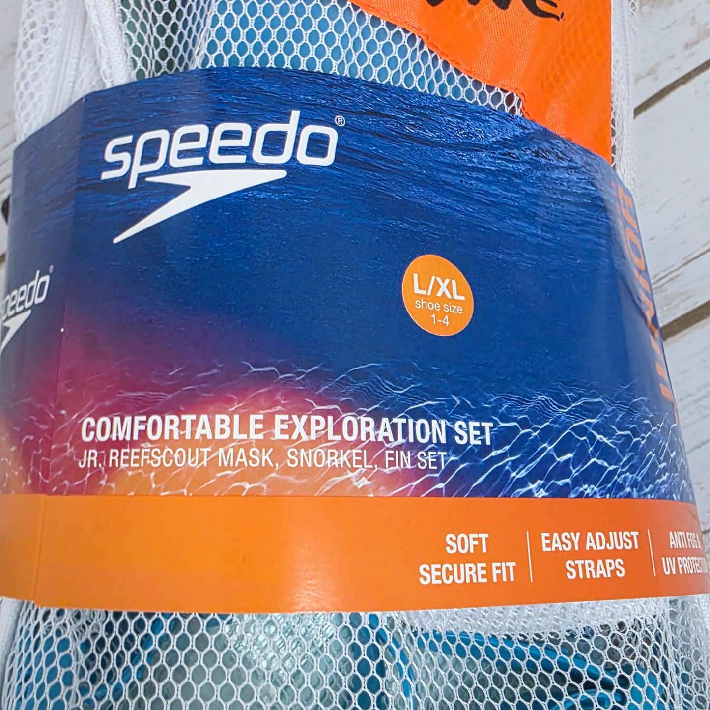 New Speedo Kids Junior Comfortable Exploration Set Snorkel Mask Flippers L/XL