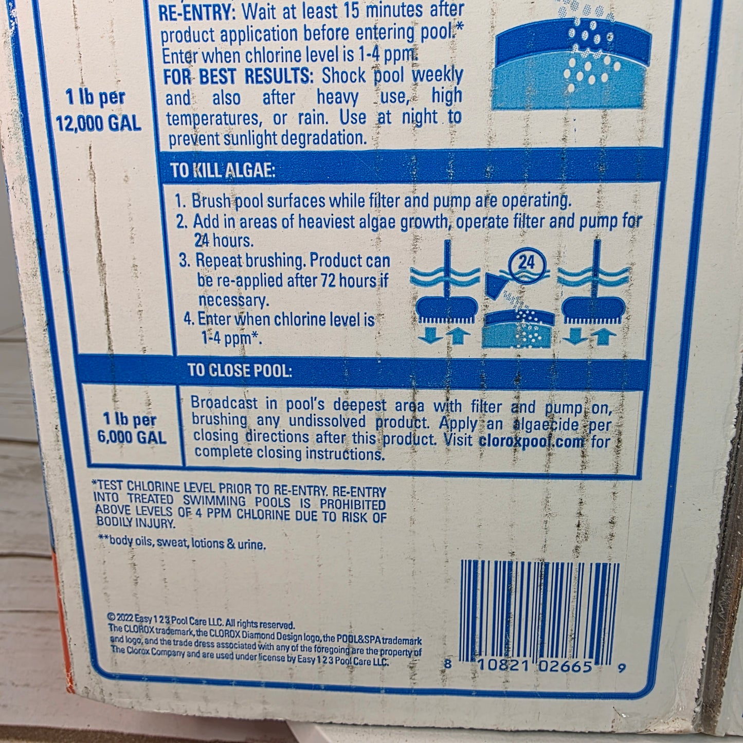 Clorox® Pool&Spa™ Shock Clear, for Crystal Clear Swimming Pool Water, Swim-ready in 15 minutes, Suitable for vinyl pools (12-Pack)