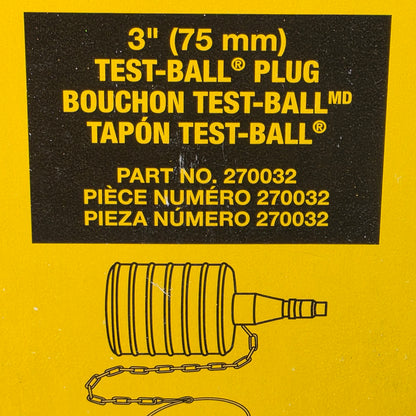 Set of 2 NIB New CHERNE 3" (75 mm) Test-Ball Plug for Pipes & Drains Part No. 270032
