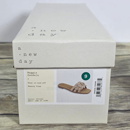 NIB New A New Day Maggies Sandals Slides Silver Women's 9