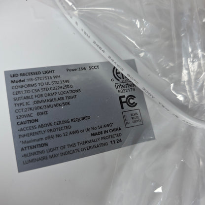 NIOB New Amico 12-Pack 7" 5CCT IN 1 LED Recessed Light A18GL011012009