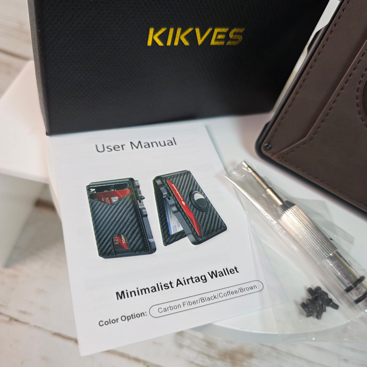 New KIMVES  Minimalist Airtag Wallet Coffee Brown
