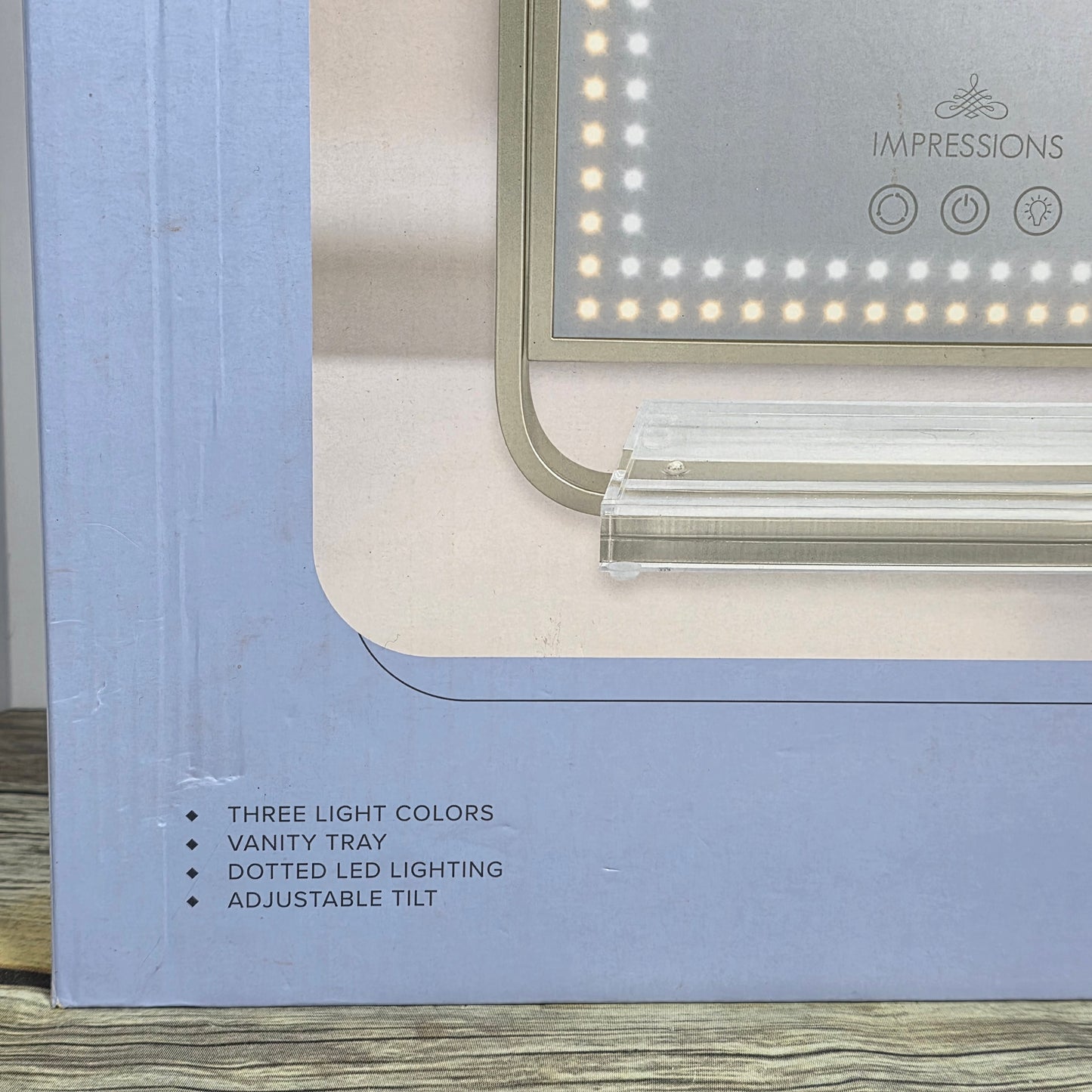 NIB New Glimmer Arch Tri-Tone LED Makeup Mirror Champagne Gold