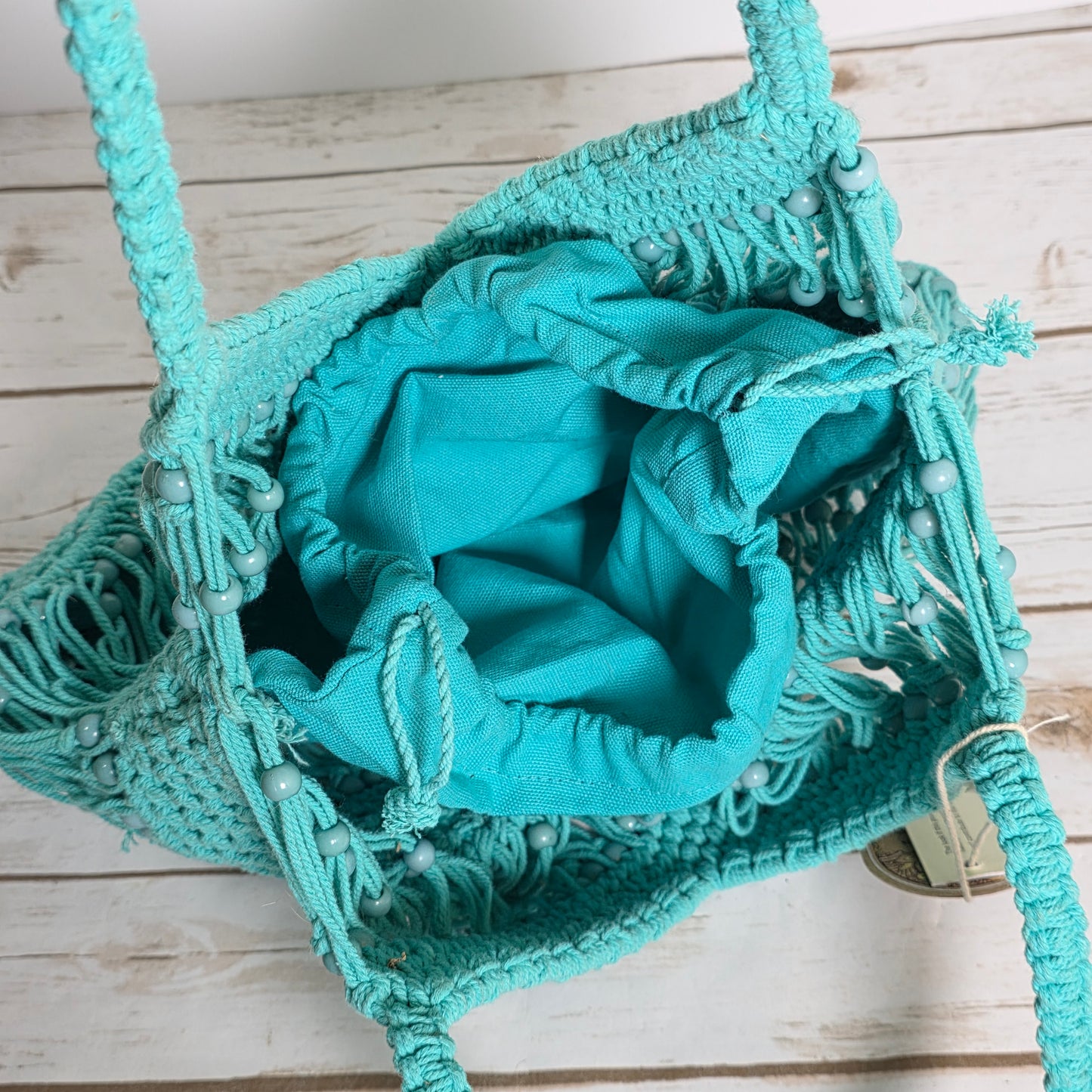 NWT New Aqua Blue Woven Shoulder Bag Purse Handcrafted in India