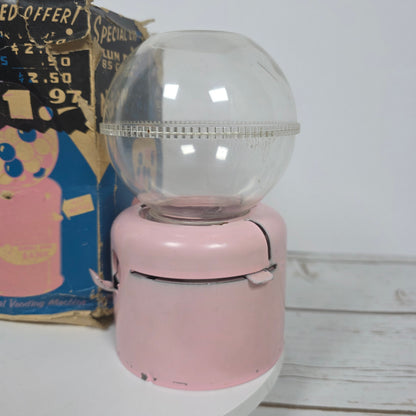 Vintage Junior Venda-Bank Penny 1c Gumball Machine United Metal Products Boston- Pink