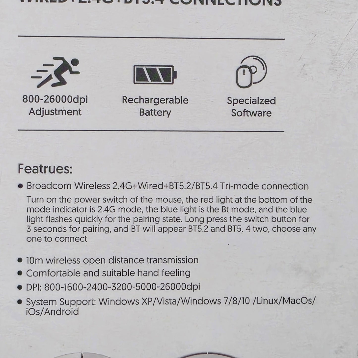 NIOB New ARTIC SHARK X3-Mouse PAW-3395 White Wired+2.4G+BT5.4 Connections