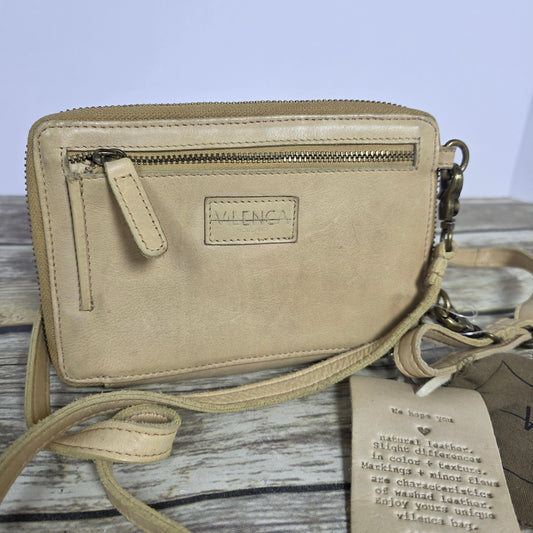 NWT New Valencia Small Crossbody Phone Wallet Bag Genuine Leather Beige TK375
