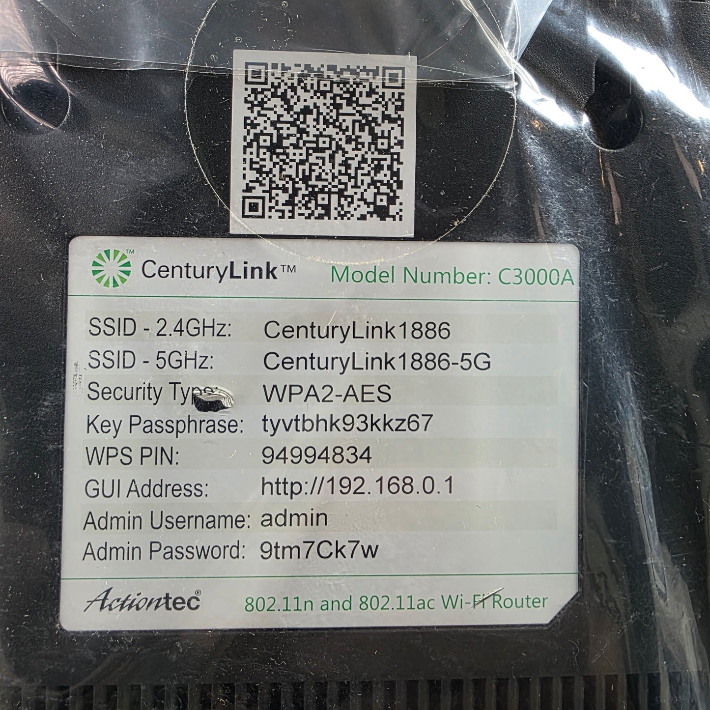 NIB CenturyLink C3000A DSL WiFi Modem Router