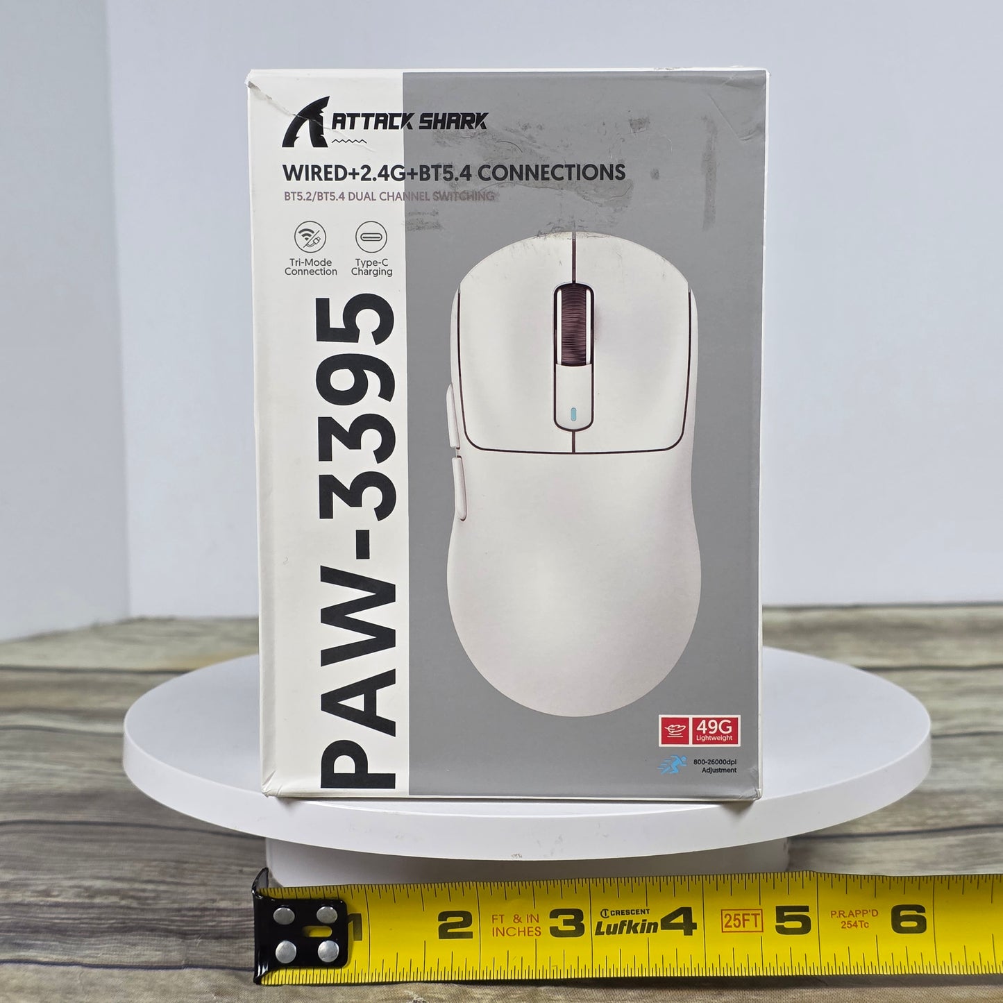 NIOB New ARTIC SHARK X3-Mouse PAW-3395 White Wired+2.4G+BT5.4 Connections