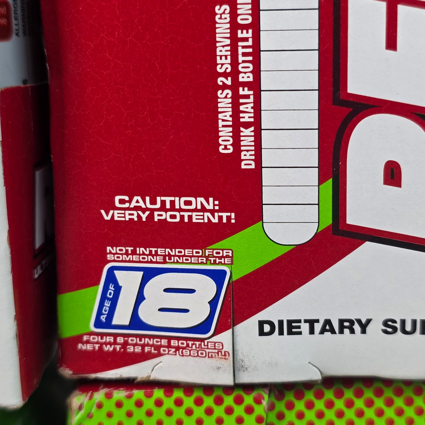 New REDLINE Xtreme Ultimate Energy Rush Dietary Supplement Sour Heads 16, 8oz  bottles (4,4 packs) - RARE FLAVOR!!  DISCONTINUED!!