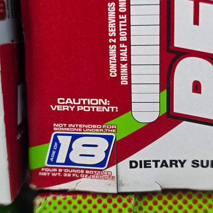 New REDLINE Xtreme Ultimate Energy Rush Dietary Supplement Sour Heads 16, 8oz  bottles (4,4 packs) - RARE FLAVOR!!  DISCONTINUED!!