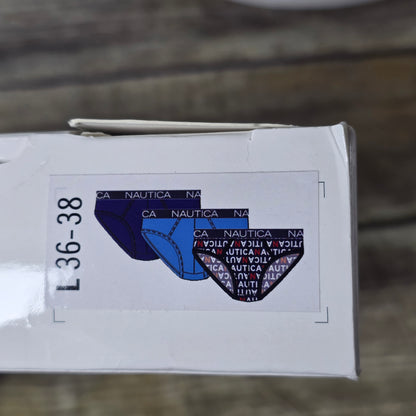 NIP New NAUTICA Stretch Briefs 3 pk Large 36-38 Cotton Tagless