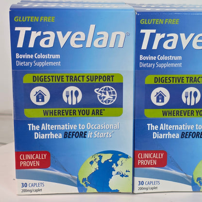 Lot of 6 NIB New Travelan Bovine Colostrum Dietary Supplements 200mg/Caplet 30 Caplets/Box
