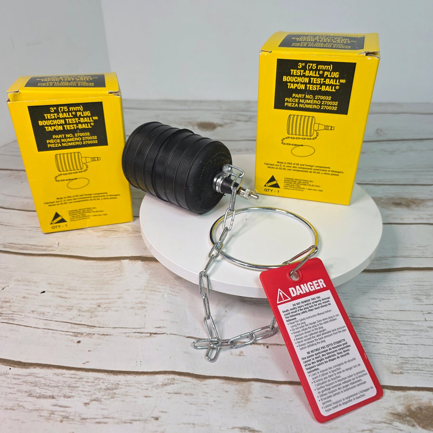 Set of 2 NIB New CHERNE 3" (75 mm) Test-Ball Plug for Pipes & Drains Part No. 270032