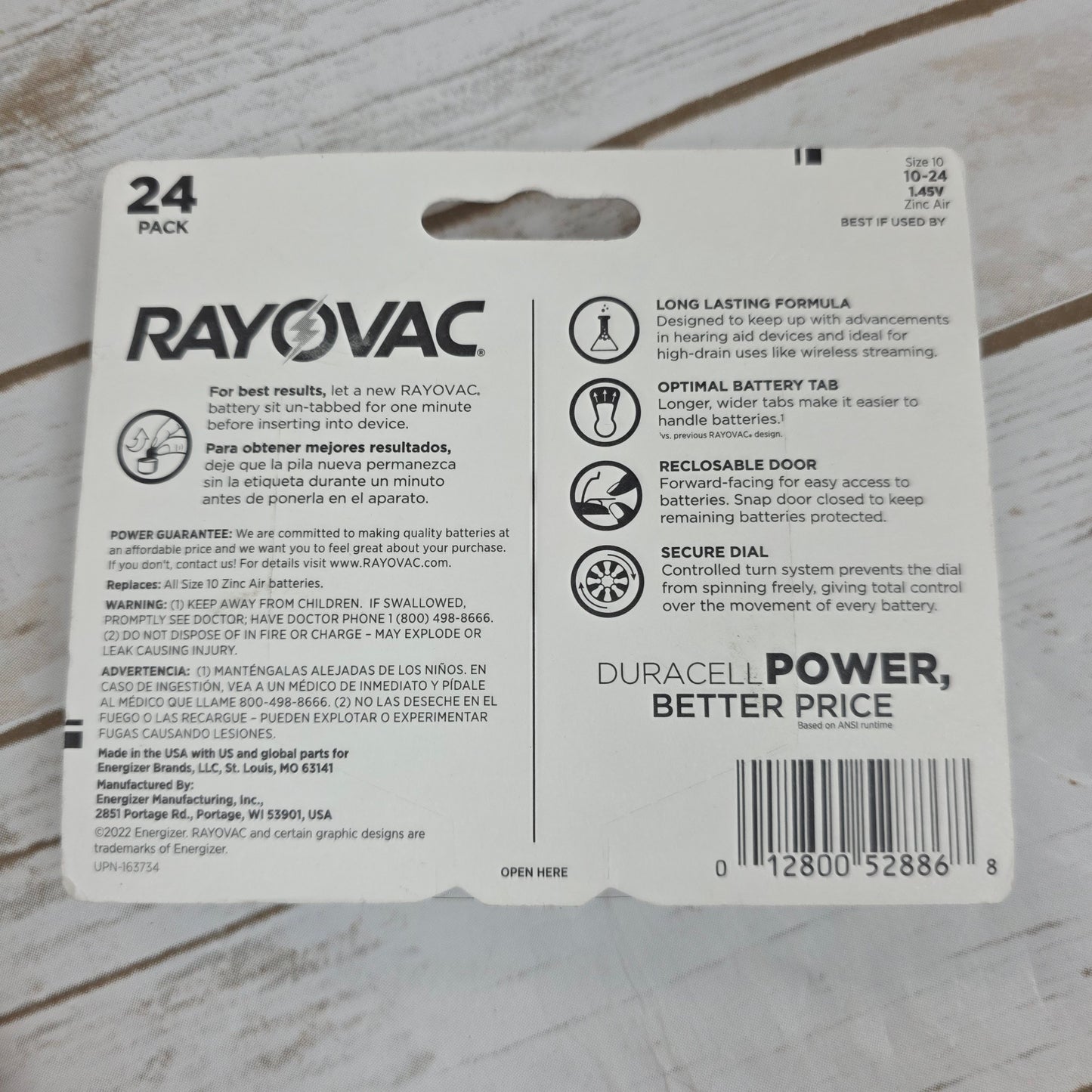 NIP New RAVOVAC Size 10 24-Pack 1.45V Zinc Air Hearing Aid Batteries