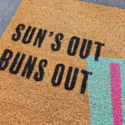 NWT New Cute Sun Squad Doormat Sun's Out Bun's Out Dog 18x30"