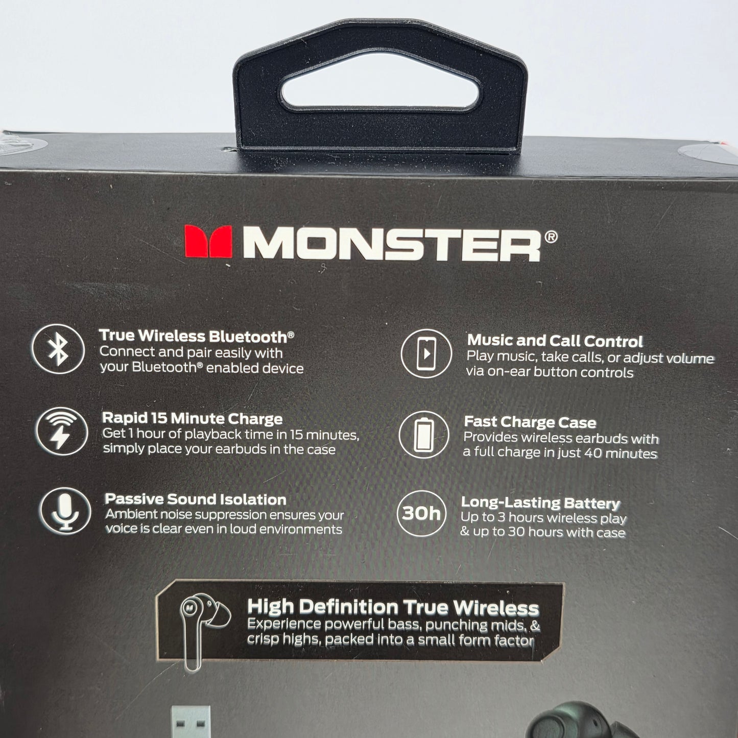 NIB New MONSTER Verse Wireless Bluetooth Earbuds Black