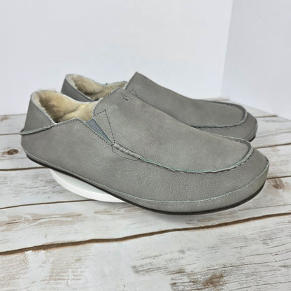 NWT New Men's Olukai Moloa Slippers Sharkskin Gray US Size 12M 10252-GWGW
