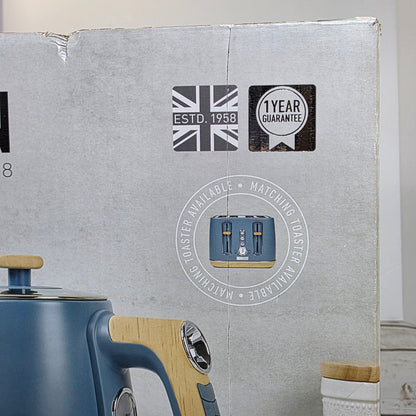 NIB New HADEN Dorchester Stainless Electric Kettle 1.7 Litre Stone Blue 75047- RARE FACTORY SEALED!!!