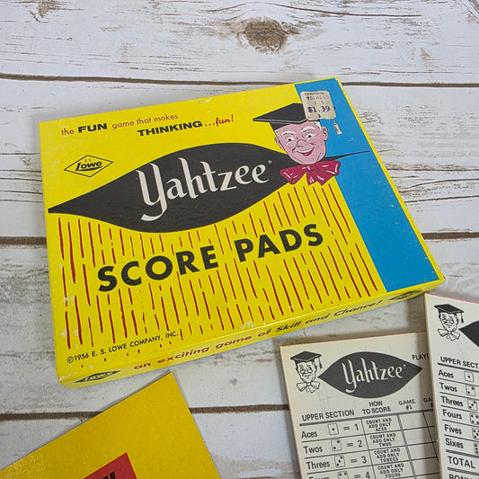 Vintage Yahtzee Score Pads 1956 E.S. Lowe Company 4 Full Pads