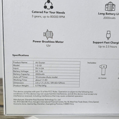 NIOP Idoo Air Duster with Attachments I-G-02 Black