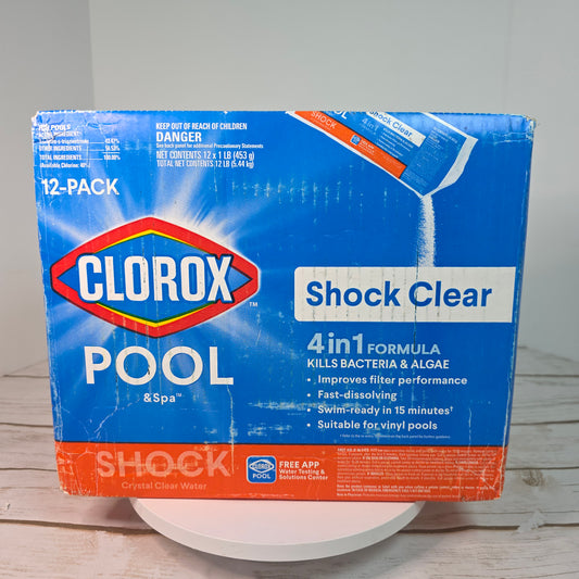 Clorox® Pool&Spa™ Shock Clear, for Crystal Clear Swimming Pool Water, Swim-ready in 15 minutes, Suitable for vinyl pools (12-Pack)