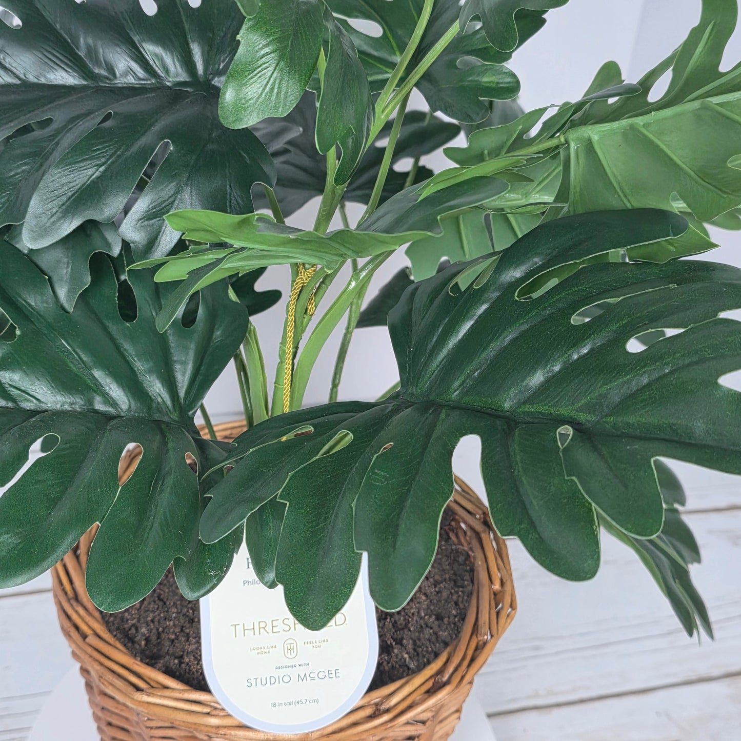 NWT New Threshold Studio McGee Faux Plant in Wooden Basket 065 07 6268