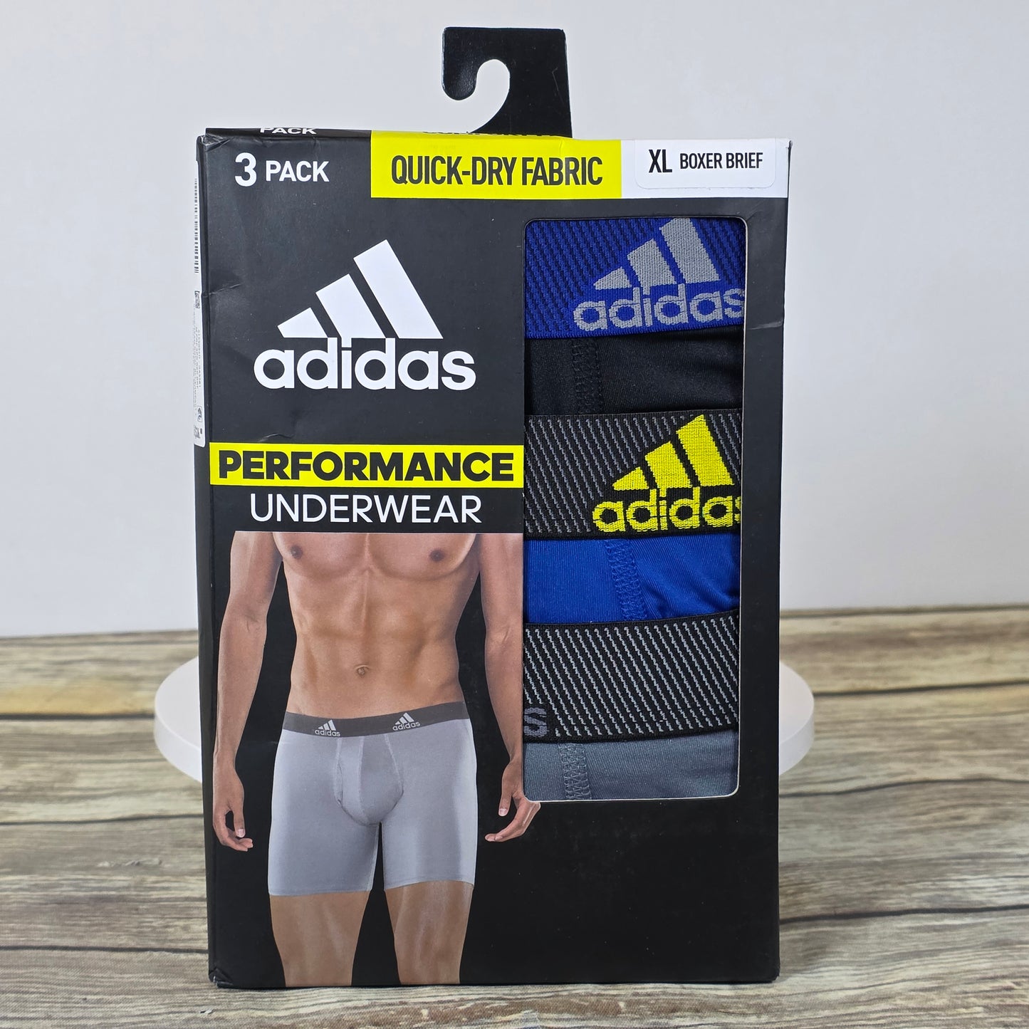 NIP New Adidas Performance Underwear 3 Pk XL Boxer Brief Quick Dry