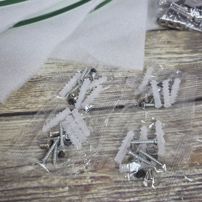 4 Tier Glass Corner Shower Shelves- NO INSTRUCTIONS- OPEN BOX