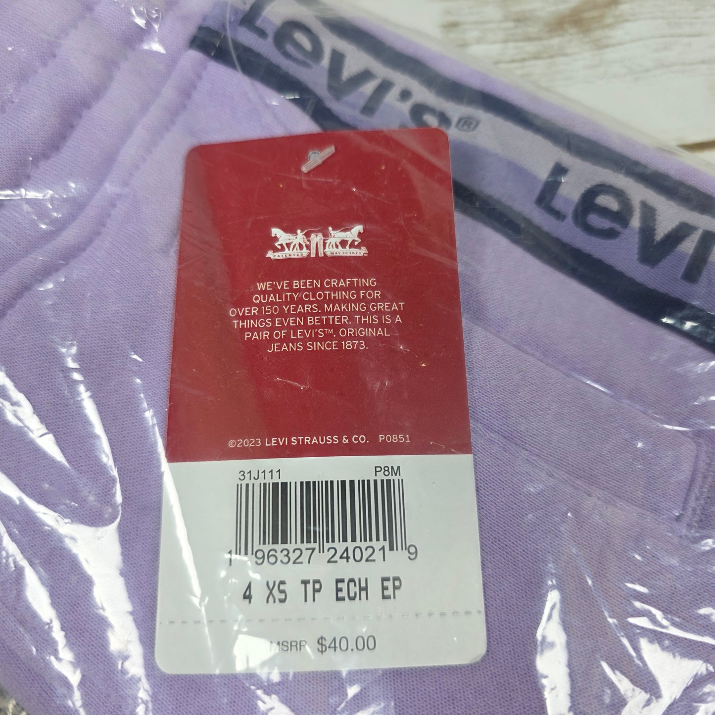 NWT New Girls LEVI'S Jogger Sweatpants 4 XS Purple 31J111