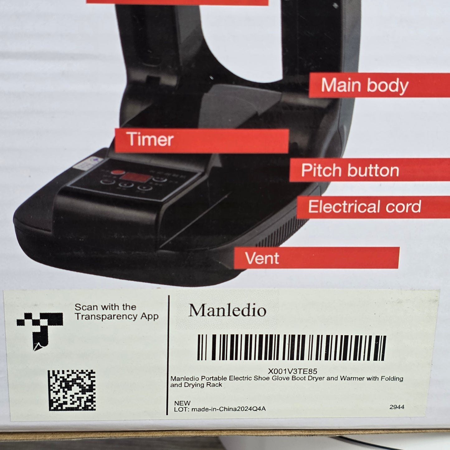 NIB New Mandelio Portable Electric Shoe Glove Boot Dryer Rack