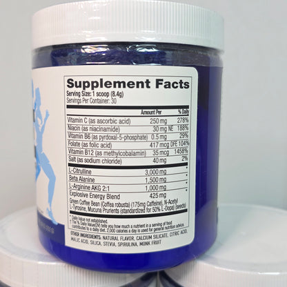 3 Bottles New PERFORMANCE INSPIRED Nutrition APEX Pre Workout Powder Blue Raspberry Increase Energy & Endurance Caffeine Beta Alanine All Natural Vegan Formula