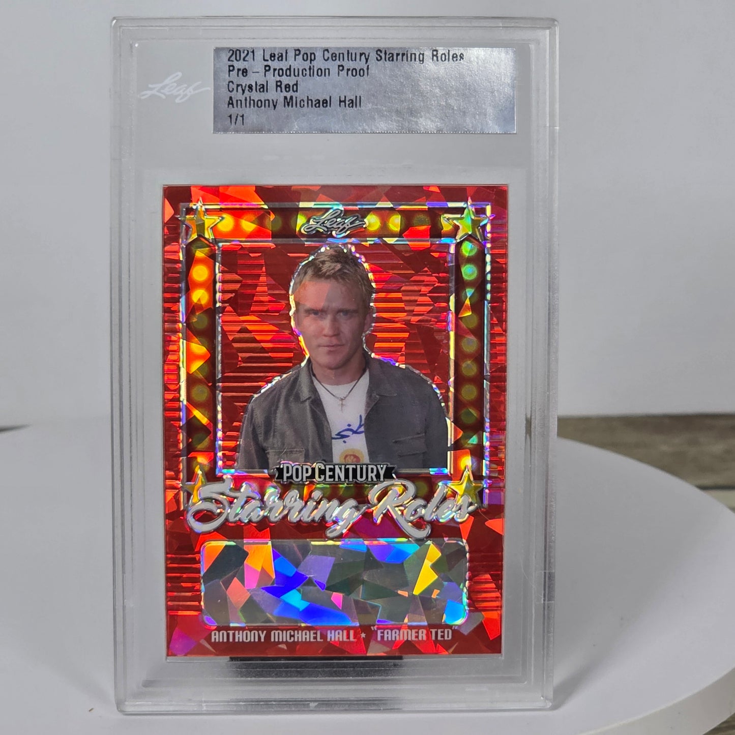 ANTHONY MICHAEL HALL 2021 LEAF METAL POP CENTURY CRYSTAL RED  1/1 PRE-PROD PROOF