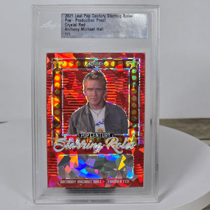 ANTHONY MICHAEL HALL 2021 LEAF METAL POP CENTURY CRYSTAL RED  1/1 PRE-PROD PROOF
