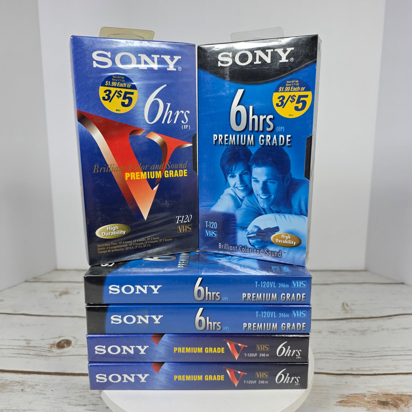 Lot of 6 New SEALED SONY 6Hrs Premium Grade VHS Video Cassette Tapes T-120VF