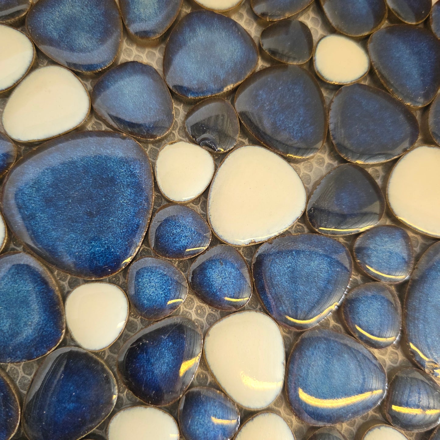 NIOB New Box of Ceramic Pebble Tile 5 Sheets Blue