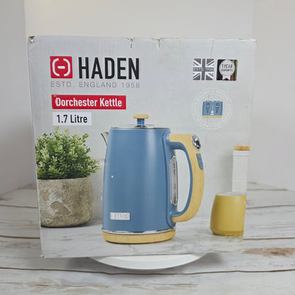 NIB New HADEN Dorchester Stainless Electric Kettle 1.7 Litre Stone Blue 75047- RARE FACTORY SEALED!!!