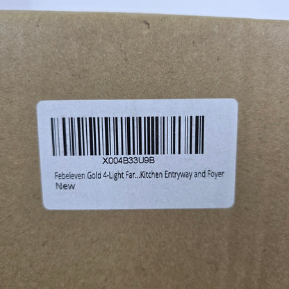 NIOB New Febeleven Gold 4-Light Farmhouse Chandelier Kitchen Entryway