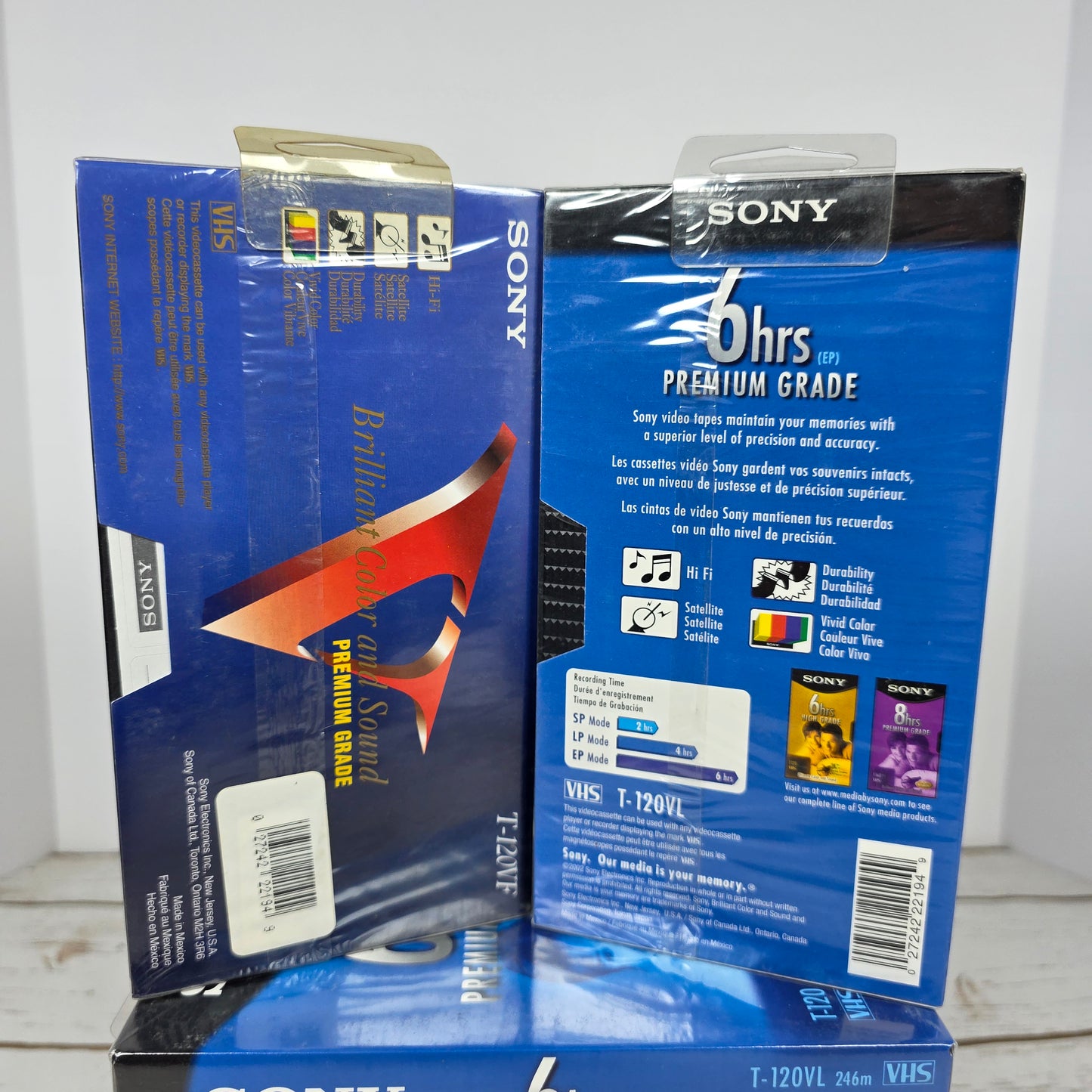 Lot of 6 New SEALED SONY 6Hrs Premium Grade VHS Video Cassette Tapes T-120VF