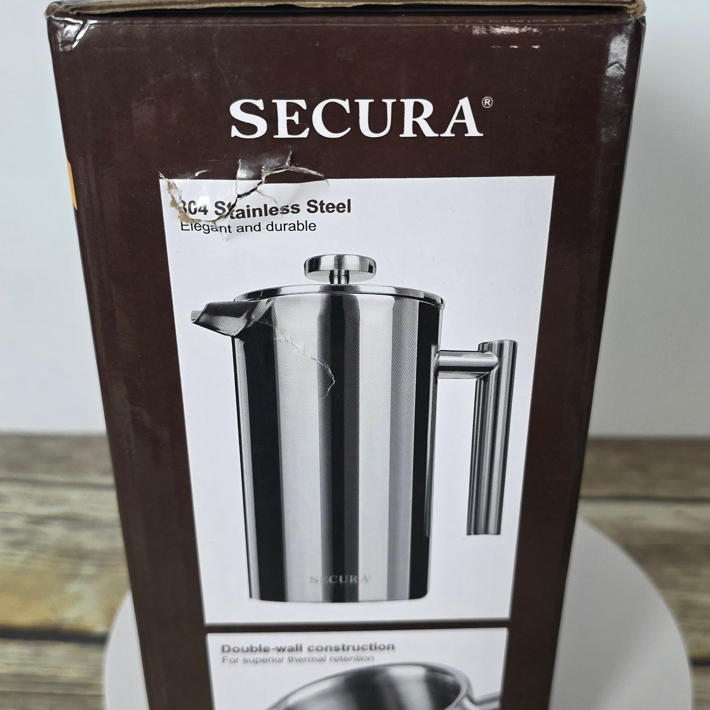 NIOB Secura French Press Coffee Maker SFP-34DS 34-Ounce 1000ML Stainless Steel 304