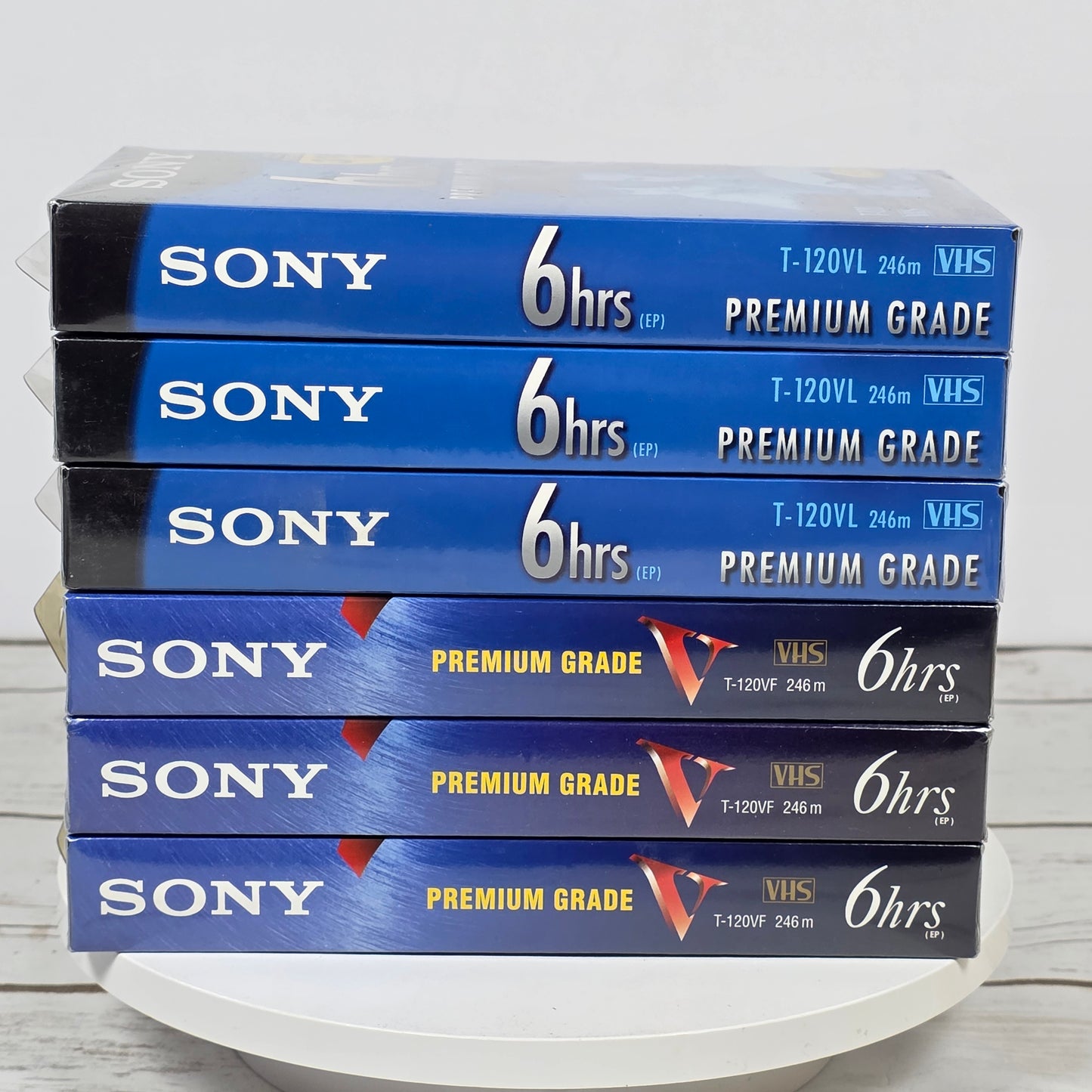 Lot of 6 New SEALED SONY 6Hrs Premium Grade VHS Video Cassette Tapes T-120VF