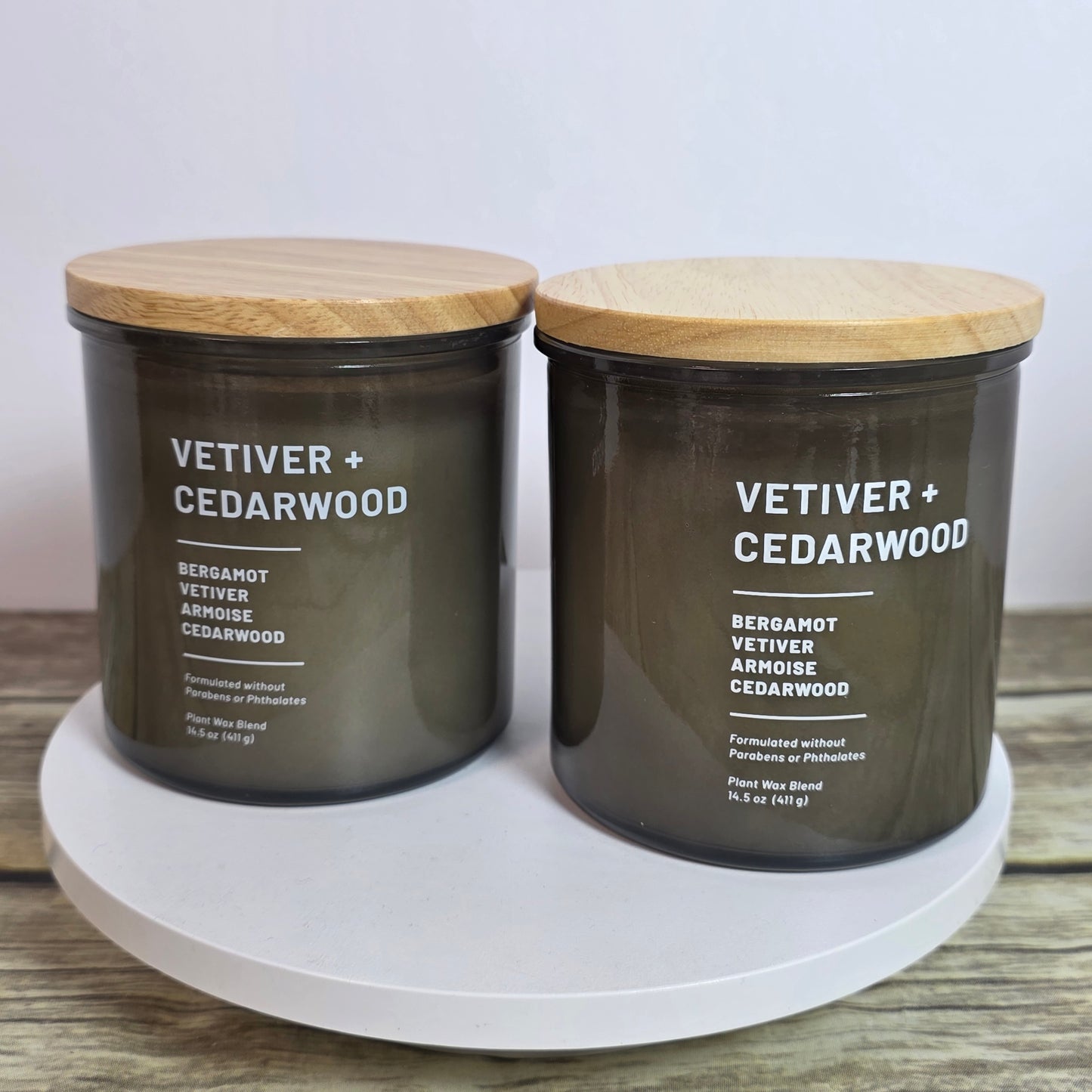 Set of 2 New THRESHOLD Vetvier + Cedarwood 14.5 Oz Brown Candles