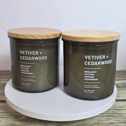Set of 2 New THRESHOLD Vetvier + Cedarwood 14.5 Oz Brown Candles